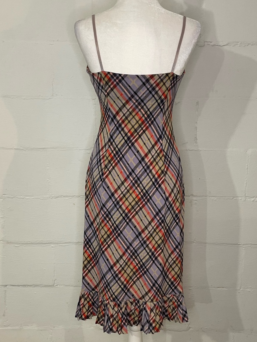 BCBG Plaid Slip Midi Dress in Lavender, Red, Black - Picture 2 of 4